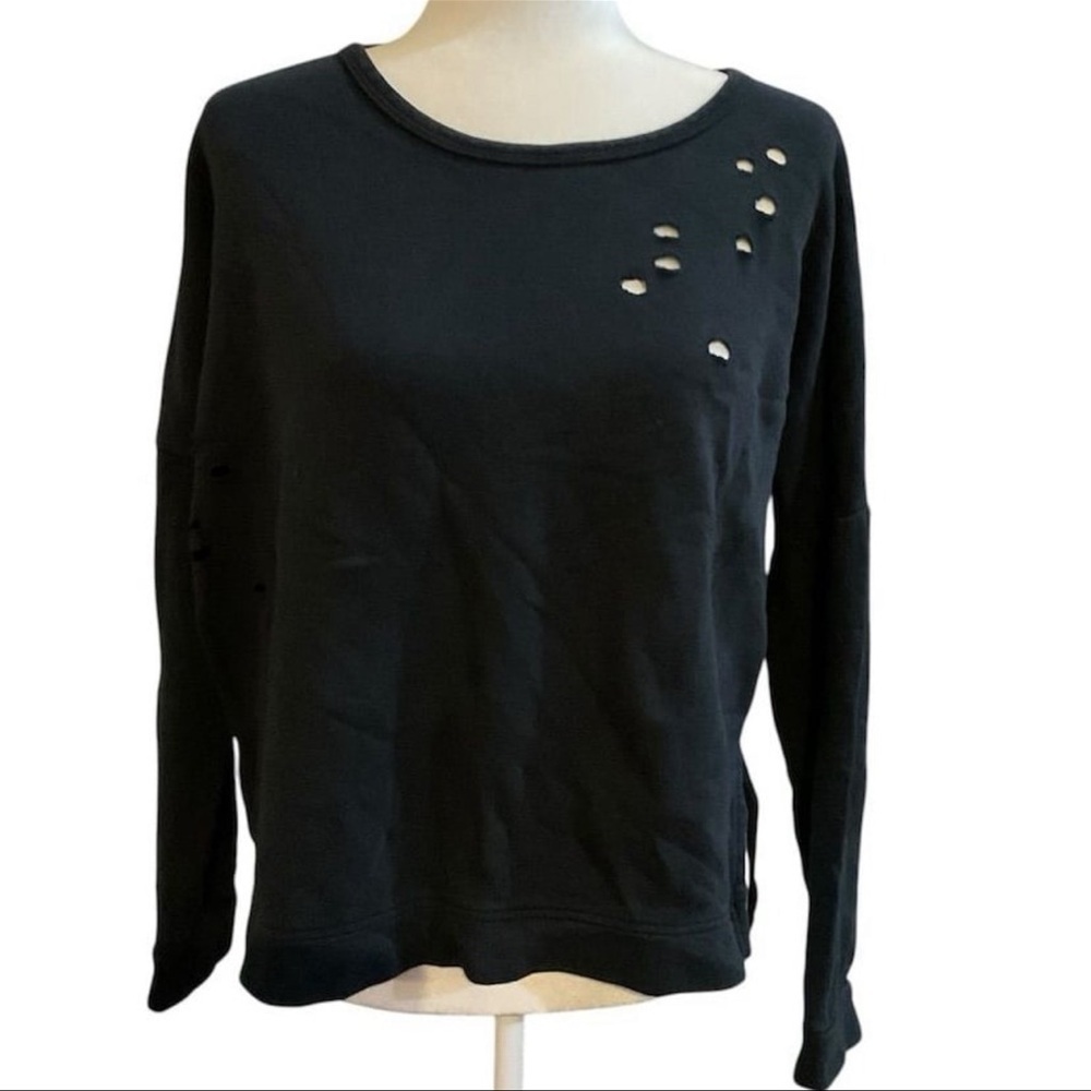 Forever 21 Black Distressed Thrashed Whimsigoth Grunge Pullover Sweatshirt S​